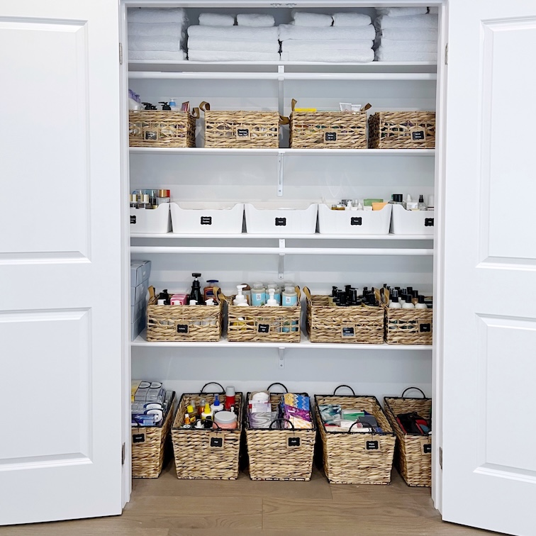 linen closet organizing