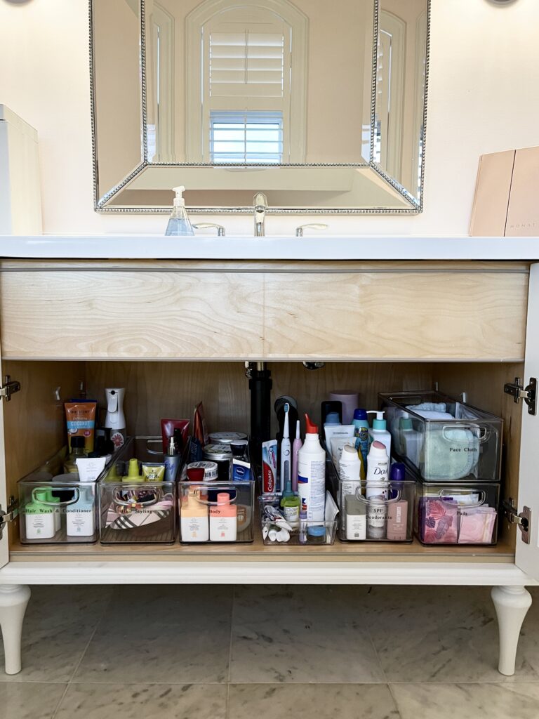 under the bathroom sink organizing