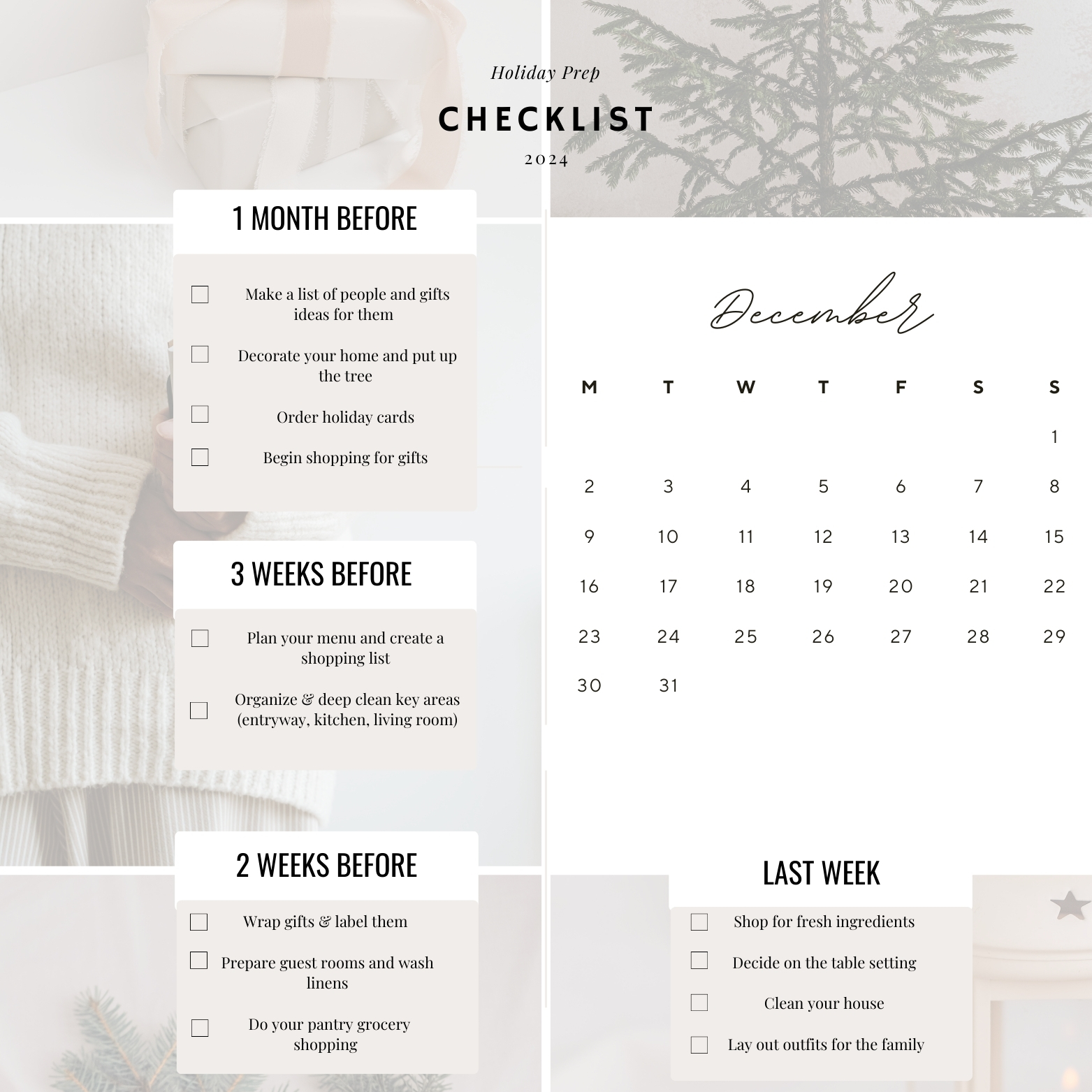 Free Holiday Prep Checklist