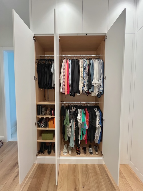 walk in closet matching hangers