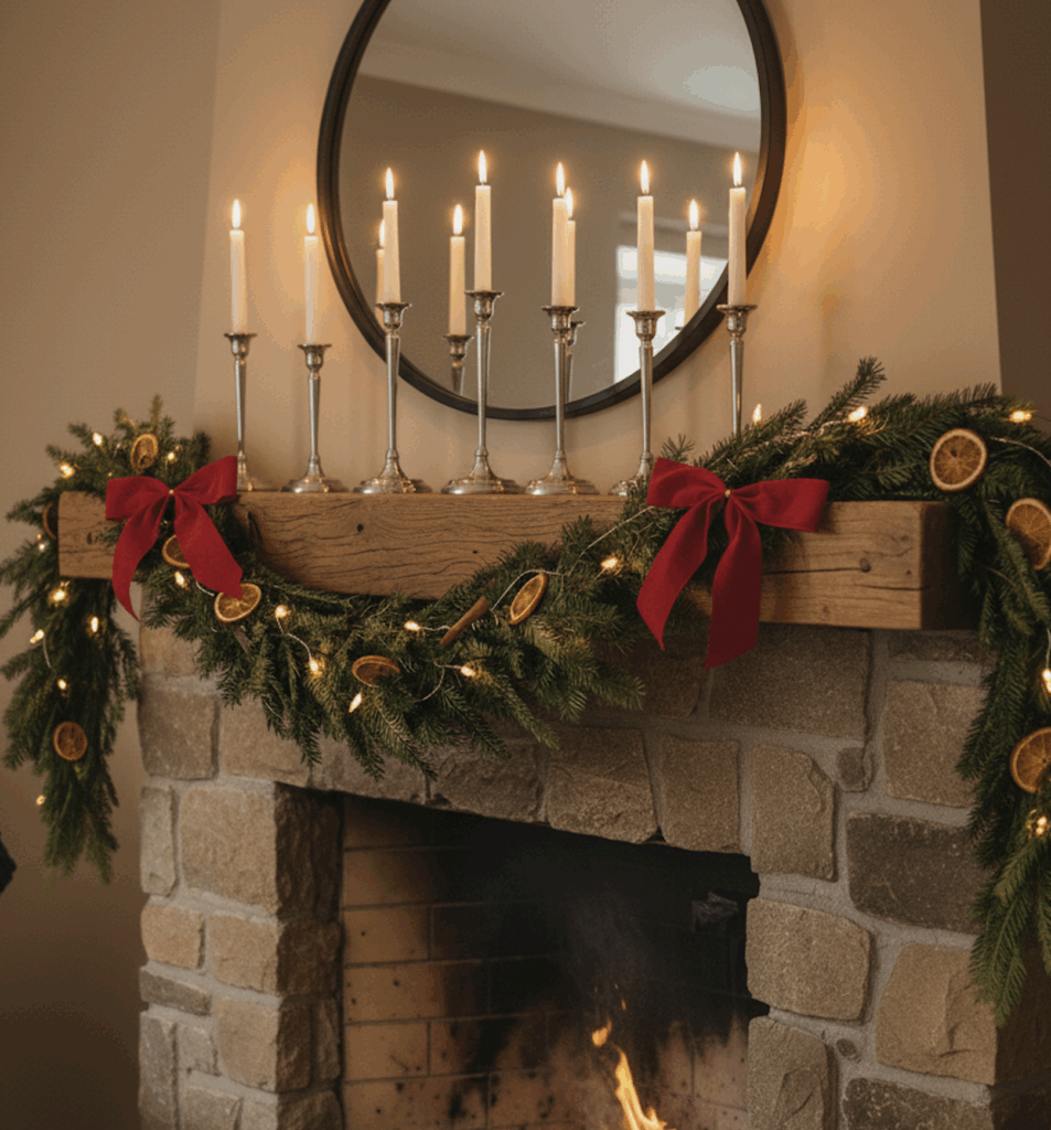 Christmas mantle decor