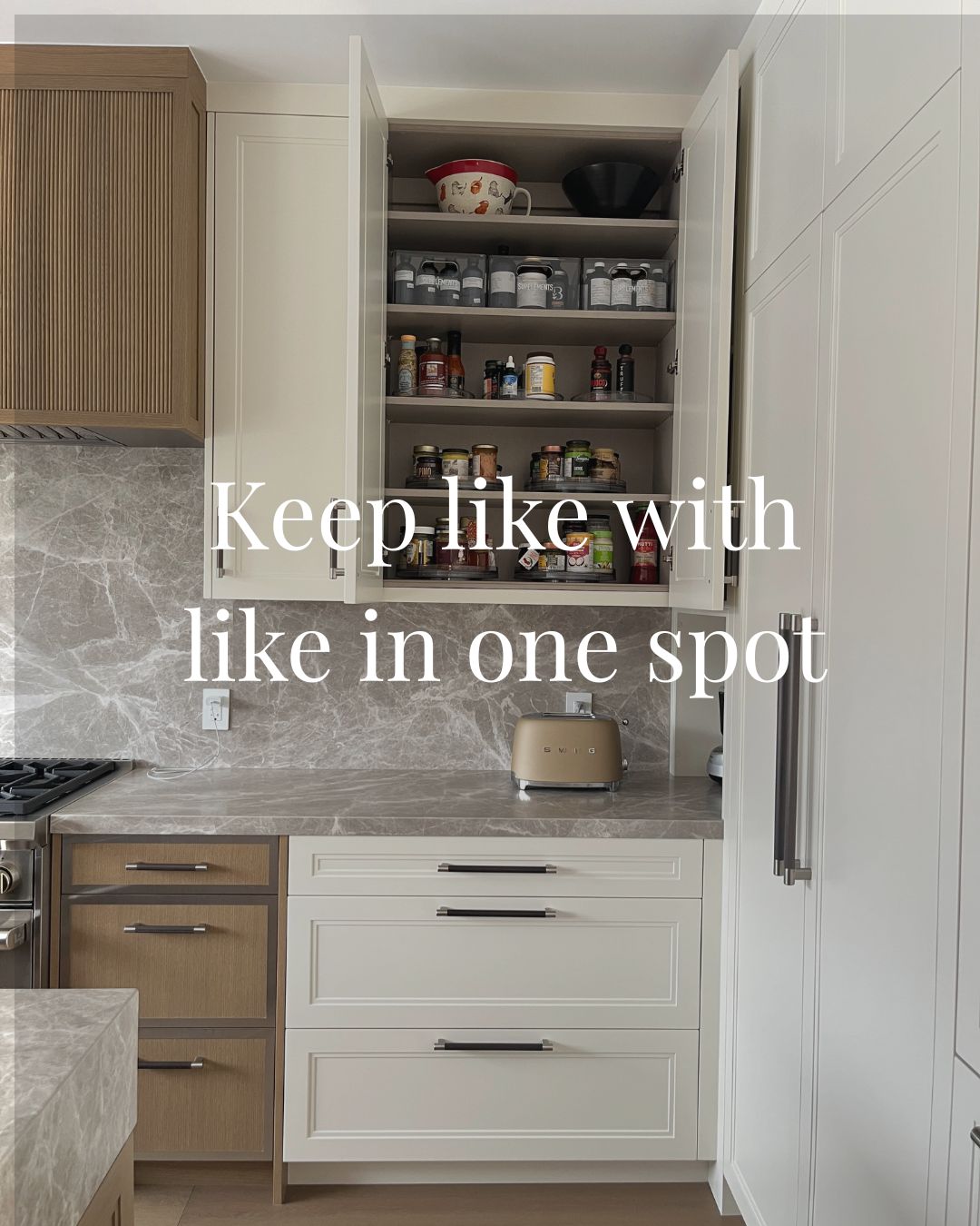 Keep like with like organizing rule we follow at Well Arranged Home in Calgary.