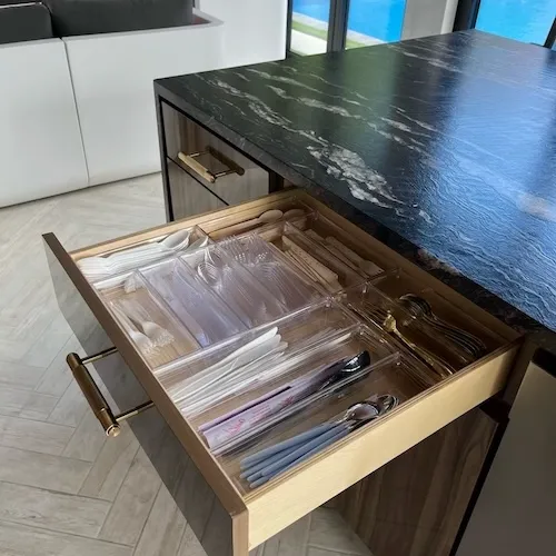 Cabana organization in Mount Royal, designed by Well Arranged Home to create a refined, resort-style exhale at home.