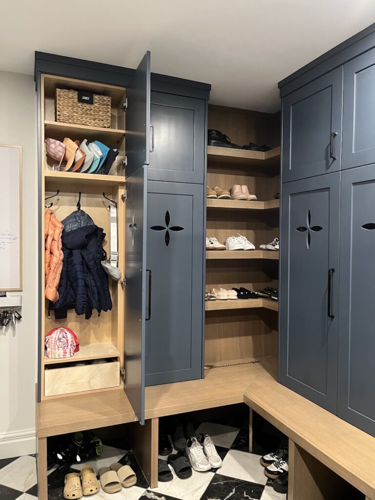 Organized Mudroom for a family of four in Rocky View